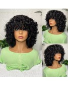 Super Double Drawn Curly Fringe  Wig